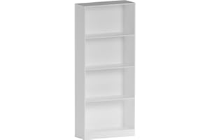 Vida Designs Cambridge 4 Tier Large Bookcase, White Wooden Shelving Display Storage Unit Office Living Room Furniture