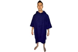 ALLEN & MATE Poncho di asciugamani con cappuccioanni per adulti, veste da cambio di cotone Terry per, nuoto, surf, bagno, sport acquatici, attività interne ed esterne (L-XL, Dolphin blu navy)