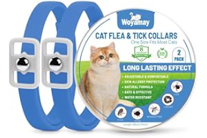 WOYAMAY Cat Repellent Treatment, Adjustable Cat Repellent Collars, Natural Protection Repellent Collar for Cats, Water Resistant Repellent Collar for Cats Small-Medium-Large,Blue 2pack
