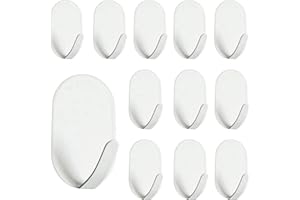 Gerhannery 12 Pièces Crochet Adhésif, Blanc Accroche Adhesif Crochet Adhésif Mural De Salle De Bains, Anti-Rouille Crochet Autocollant Adhesif Sans Perçage Accroche Autocollant Mural (Blanc)