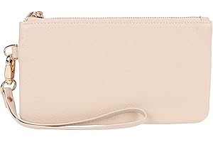 Jiusely Wristlet Bags for Women, Genuine Leather Wristlet Clutch, Zip Purse Wallet with Strap, Cell Phone Purse for Shopping, Holiday