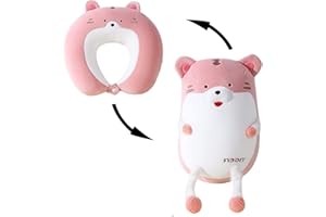 JFAN Poduszka podróżna 2 w 1, poduszka pod kark, w kształcie litery U, nadaje się do samolotu, podróży, pociągów, biura, odpoczynku i snu (tygrys)