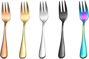 Vientiane Forchetta per Dolci in Acciaio Inossidabile, 5 Pezzi Forchette da Frutta, Set di Forchette Color Arcobaleno, Mini Forchette di Pasticceria da Dessert, Forchettine, per Casa, Ufficio