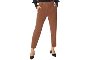 Roman Originals Work Trousers for Women UK Ladies Office Smart Stretch Suit Pants Cigarette Straight Leg Tailored High Elasticated Waist Tapered Ankle Grazer Slim