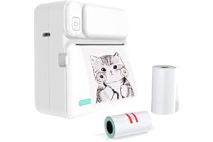 Helcona Mini Portable Printer, Thermal Label Printer 200DPI Wireless Bluetooth Sticker Printer for Label Text Memo Receipt Physical Photo Printer with 2 Thermal Paper