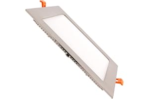 LEDKIA LIGHTING Placa LED 18W Cuadrada Foco Downlight Empotrable Plano Silver Corte 205x205 mm Blanco Frío 6000K - 6500K 120º