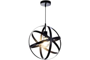 Giggi Black Ceiling Light, Modern Industrial Ceiling Lights with Adjustable Shape & Length, Round Pendant Light Fixture with E27 Fitting, Ceiling Lights Living Room Kitchen Bedroom Lounge Hallway