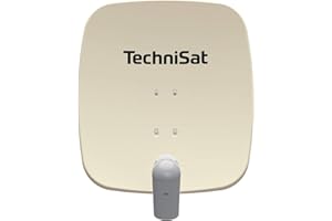 TechniSat SATMAN 65 PLUS - Satellitenschüssel (65 cm Sat Spiegel mit Masthalterung und UNYSAT Quattro-LNB im Wetterschutz-Gehäuse, Multischalter wird benötigt) beige