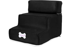 CLENP Pet Steps Stair, Small Dog Cats Pet 3 Steps Removable Non-slip Ramp Climbing Detachable Bed Ladder Black One Size