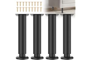 EUBSWA Patas para muebles ajustables 18-30 cm, 4 piezas, Negras, Patas de mesa ajustables en altura, Metal, Patas ajustables en altura para muebles, Patas para armario, Patas de mesa, Patas para
