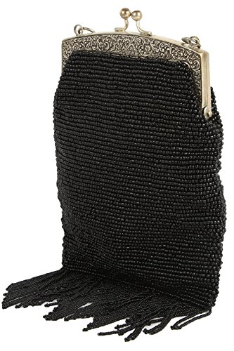 MyBatua Bella Whole Beaded Brass Frame Bridal Handbag Black Clutch Bag ACP-093-B