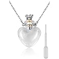 ds. distinctive style Vial Necklace Heart Shaped Perfume Bottle Pendant Blood Vial Necklace for Liquid Memorial Jewelry for Ashes Glass Keepsake Urn Necklace for Women