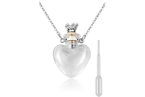ds. distinctive style Heart Shaped Perfume Bottle Pendant Blood Vial Necklace for Liquid Memorial Jewelry for Ashes Glass Keepsake Urn Necklace for Women
