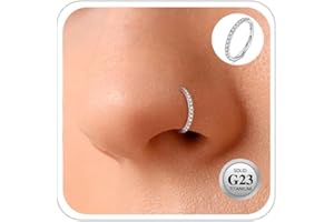 ESHIONER Piercing Nariz Aro G23 Titanio Pendientes Nariz Piercing Nostril Tragus Septum Helix Daith Piercing Labio Inferior Plata Oro 6MM 8MM 10MM 12MM 16G 18G 20G