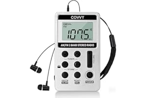 COVVY Radio de Poche Portable Mini Récepteur AM FM Personnel avec Batterie Rechargeable et Écouteurs, Convient pour la Course à Pied, la randonnée, Le Camping, Les Voyages