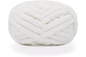 Zituop Chunky Knit Chenille Yarn for Hand Knitting Blankets, Super Soft Big Jumbo Blanket Yarn, Cream White