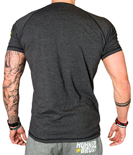 T-Shirt Fitness V-neck Satire Gym Farbe Grau Anthrazit Für Fitness & Training, Muskeln Muscle Fit - 3