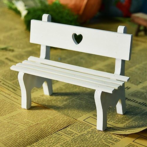 Slivercolor Mini Resin Bench Miniature Garden Patio Furniture Parkbank Micro Landscape Decoration Garden DIY Decor (13.5*13*5.5CM)