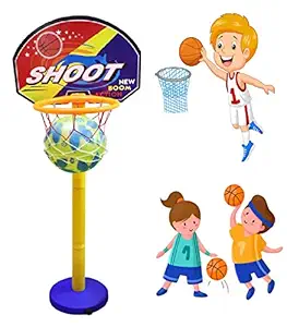 Pelo Basketball Game Set for Kids Best Gift Item for Kids Sports Toy Basket Ball Set for Girls and Boys Kids Game with Adjustable Length Multi Color Pack of 1