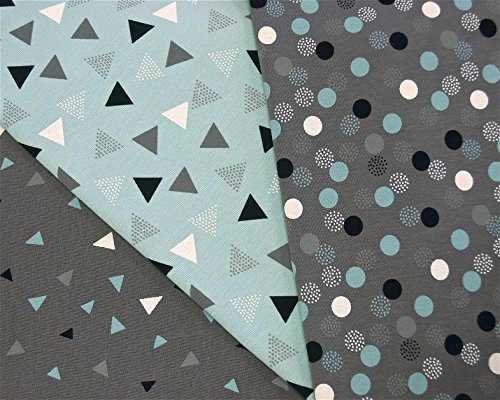 3x0,5m Jersey grau-türkis gemustert Breite 1,4m Muster-Mix 95% Baumwolle 5% Elastan (insgesamt 1,5m x 1,4m)