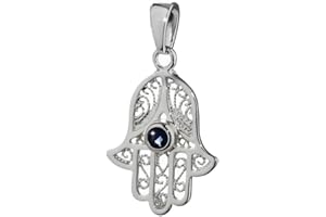NKlaus 925 pendentif en argent sterling zircon bleu main de Fatima 20x16 mm Eye of Fatima 5091