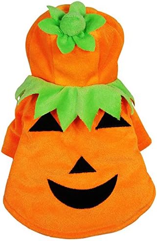 Eastlion Lovely Cosplay Halloween Pumpkin Warm Pet Dog Coats Sweaters Hooded Puppy Halloween Clothes Make Up Clothes,XS