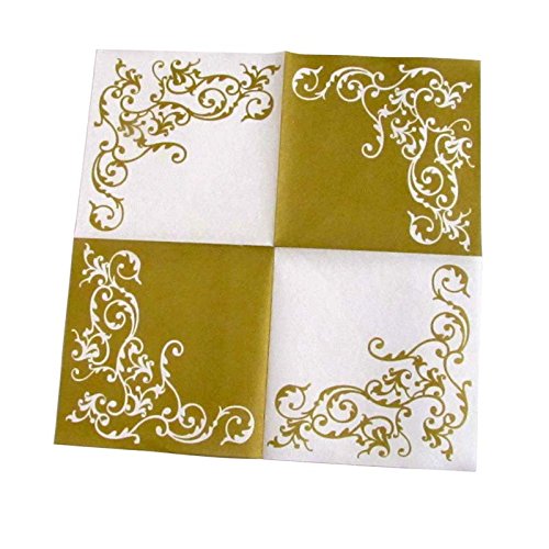 Servietten Pomp Gold-Weiß Tischdeko Hochzeitsdeko Servietten falten 50Stk 40x40cm - 2
