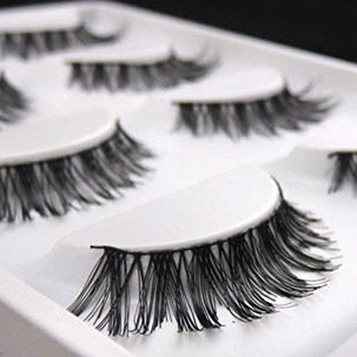 Bluelans® 5 Paar Schwarz Quer Lange Künstliche Falsche Wimpern Weiche Eyelashes Wimpernverlängerung Party Make-up - 2