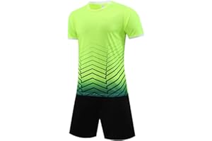 Guoegh Kids Football Kits Boys Soccer Jersey Sets Sports Running Gym Shorts and T-Shirt Sets for Children 5-13 Years