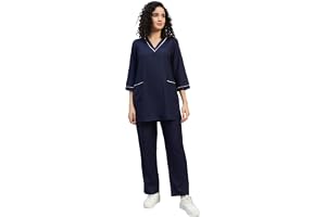 Women's Scrub Suit - Ideal For Doctors Nurses Dentists And Healthcare Professionals 4-Pocket Scrub Suit | V-Neck with Contrast Detail | Ideal Uniform for Medical Professionals