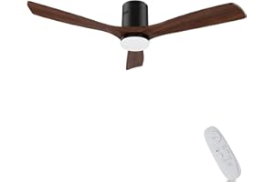 AUTODAY ventilatore da soffitto in legno con luce LED dimmerabile 24W Motore DC silenzioso 132 cm ventilatore da soffitto in legno con luce telecomando con funzione di memoria 6 velocità 1/3/6H timer
