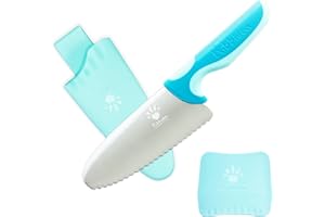 Kibbidea 2 Pièces Kit Couteau Enfant, Couteau Cuisine Enfant, Acier Inoxydable, Couteau Enfant 3 ans, Bords Ronds Lame, Dentelée, Couteau pour Enfant