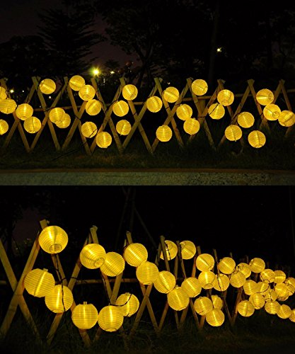 Hellblau 20er LED Solar Lichterkette Lampions Laterne Warmweiß - 8