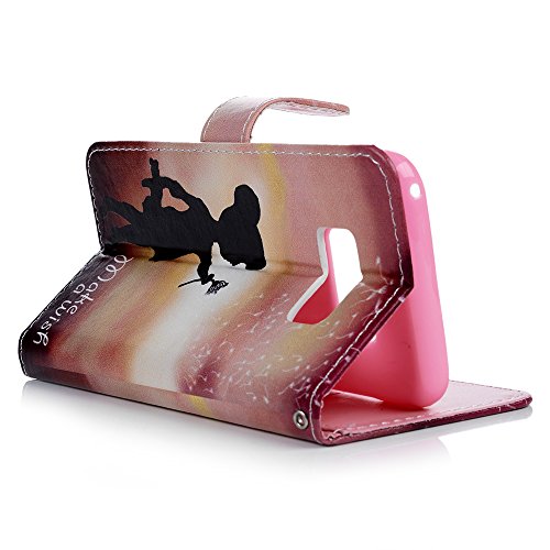 Lanveni S8 Hülle, Handyhülle für Flip Case Cover PU Lederhülle Schutzhülle Magnetverschluss Ledertasche mit Stander Function Brieftasche Card Slot Handy Tasche mit Bunte Gemalt Design für Samsung Galaxy S8 (Blauer Schmetterling) - 5
