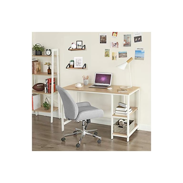 VASAGLE Schreibtisch, Computertisch, PC-Tisch mit 2 Regalebenen