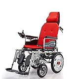 Chair Lightweight Foldable Power Wheelchair, with Reclinable Backrest and Dual Powerful Motor Portable Transit Travel for Disabled and Elderly Mobility,Orange