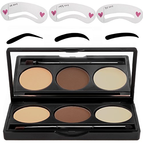 ACEVIVI 3 Farben Brauenpuder Augenbraue mit 3 Typen Augenbrauen Schablonen - 5
