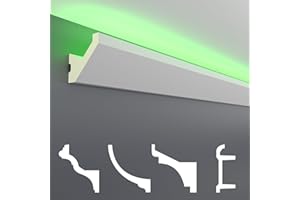 HEXIM LED Stuckleisten Muster - Indirekte Beleuchtung mit Deckenleisten aus PU, leicht & lichtundurchlässig- (20cm LED-14) Zierleisten Zubehör Wand