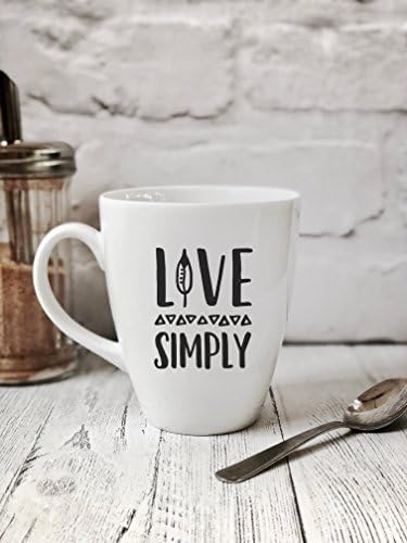 Mug, Porcelain tea coffee mug, novelty mug, work mug, live simply, vegan, clean eating, simple life, gift idea, birthday, valentines, mothers day, fathers day, quote