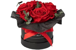 ‎INFINITY FLOWERBOX Infinity Flowerbox - Eucalyptus Bouquet Rot - Konservierte Rose in Geschenkbox, blüht 3 Jahre ohne Wasser