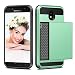 Produktbild Samsung Galaxy J7 (2017) DUOS Hülle, Coolden® Prämie 2 Kartenfach Wallet Case Outdoor Stoßfest Silikon TPU + Hard PC Schutzhülle für Samsung J7 2017 Handyhülle Samsung Galaxy J7 DUOS Cover(Minzgrün)