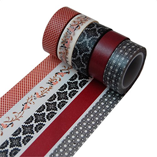 K-LIMIT 5er Set Washi Tape Dekoband Masking Tape 5 Rollen a 15mm x 10 m 9810
