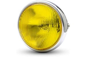 Alchemy Parts Motorbike Headlight 7.7-Inch 196mm Universal Matt Black Steel | Timeless Design for Scramblers, Cafe Racers | 55W H4 Bulb | Ideal for Retro Café Racer, Roadster and Street Bike (Chrome)