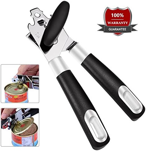 Can Opener Stainless Steel Manual Easy Operation Bottle OpenerHandle Kitchen Tool &amp; Gadgets Safe Tin opener One with Non-slip Jar Opener Handle Smooth Edge