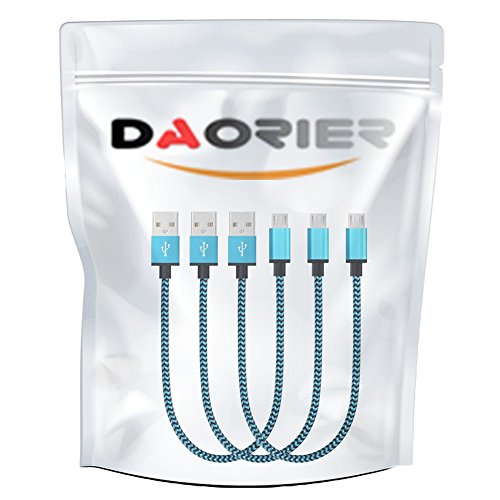 DaoRier Micro USB Kabel Datenkabel Android USB Cable 1m Handy Ladekabel USB A Stecker auf Micro USB Metallstecker Nylonmantel Nylon Geflochtenes für Samsung Galaxy S5 S6 S7 Huawei Blau 3 Stück - 7