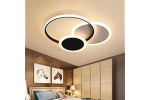 LXJCSM Plafoniera LED Soffitto, 39W Lampada da Soffitto Moderna Rotonda, 52CM Plafoniera Camera da letto Dimmerabile 3000K-6000K, Plafoniera LED per Soggiorno Camera da letto Camera dei Bambini (BLACK-52CM)