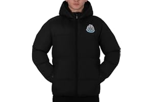 Newcastle United F.C. Mens Quilted Jacket Hooded Winter Coat Adults Official Football Gift
