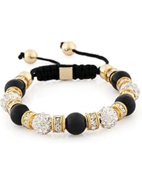 Morella® Damen Armband Steinperlen und Zirkonia Strass verstellbar gold - verschiedene Farben