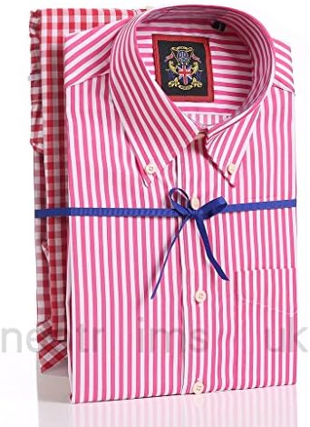 Two & Three Pack Shirts at Multi Buy Price,Twin Pack of Striped & Check Design Single Cuff Button Down Collar & Pocket. 3 Pack Double Cuff Formal Style Jacquard Fabric with 3 Pairs Cufflinks Gift Box