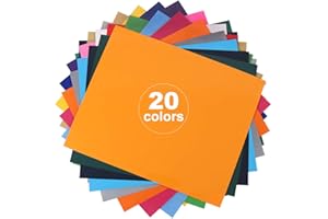 HRX PACKAGE 20 Colors Heat Transfer Vinyl Sheets, 12 x 9.9 inches Iron-on Vinyl HTV Bundle for Heat Press DIY T-Shirts Garments Fabric Bags